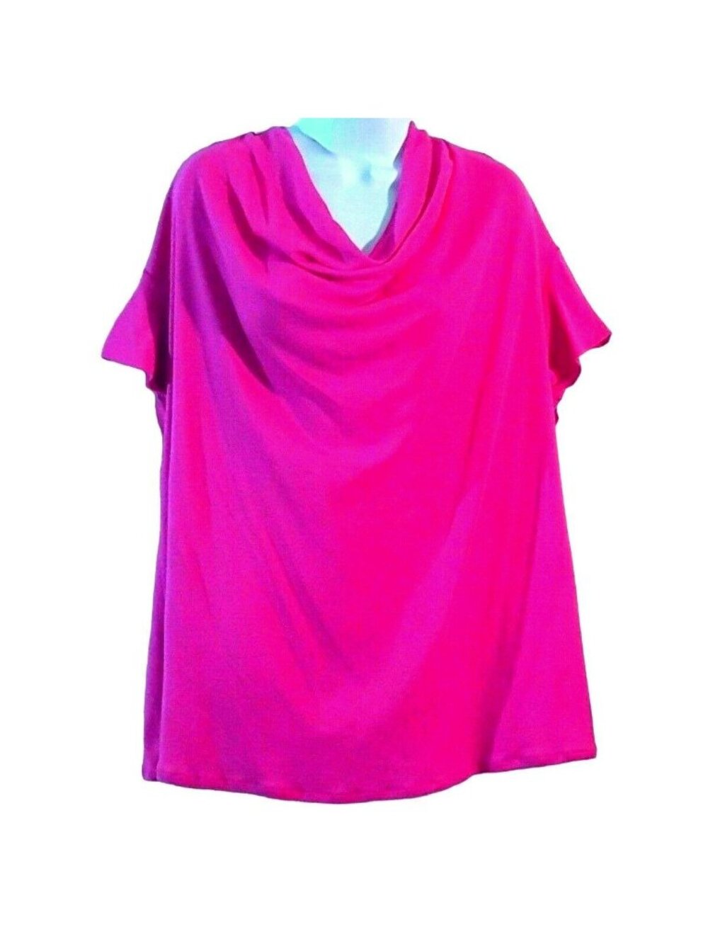 Lane Bryant Top 22/24 Pink Cowl Neck Short Tab Sleeve Plus Size NWT Blouse